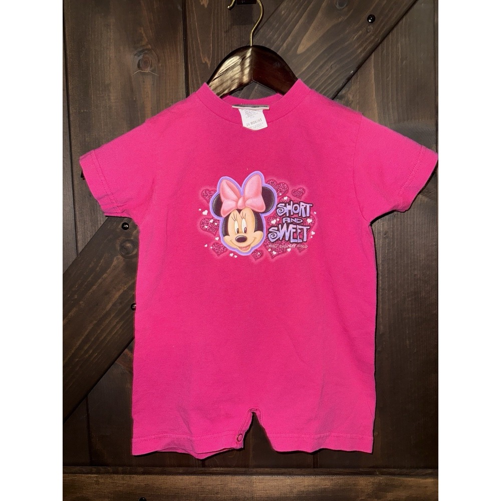 VTG Disney Walt Disney World Baby Minnie Pink Roller 24 Months 24M Short Sweet
